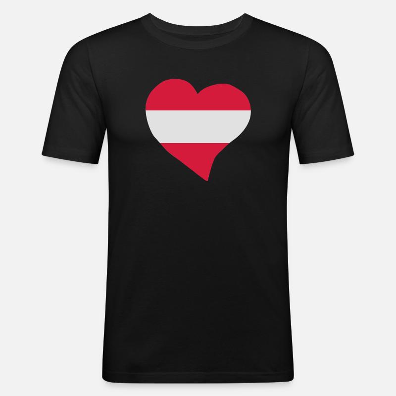 Austrian Herz - Männer Slim Fit T-Shirt - Schwarz