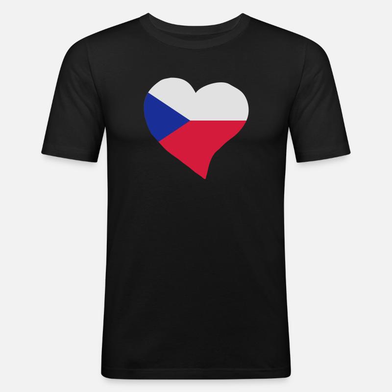 Tschechische Herz - Männer Slim Fit T-Shirt - Schwarz