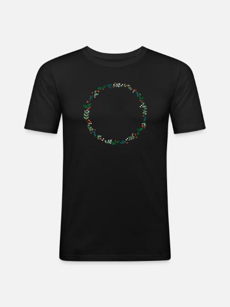 An evergreen wreath - Men's Slim Fit T-Shirt - black