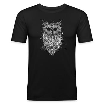 mysteriöse Eule - Männer Slim Fit T-Shirt - Schwarz - Vorne - Nik (191cm)