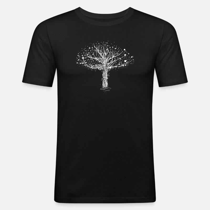 ein weißer Baum - Männer Slim Fit T-Shirt - Schwarz