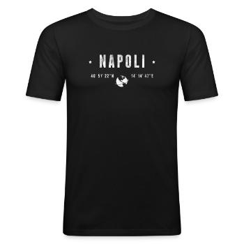 Napoli - Männer Slim Fit T-Shirt - Schwarz - Vorne - Nik (191cm)