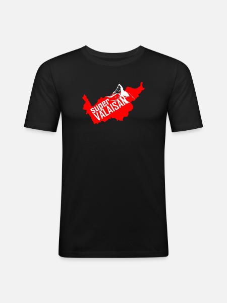 Super Valaisan des Alpes - T-shirt près du corps Homme - noir