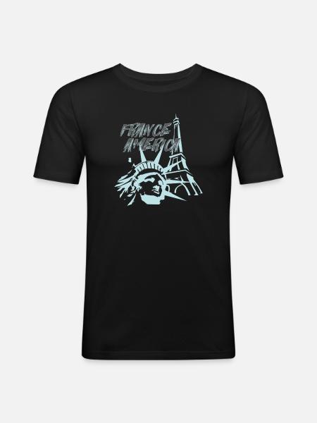Fusion FranceAmerica - T-shirt près du corps Homme - noir