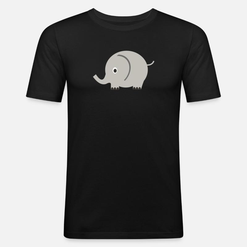 Elefant - Männer Slim Fit T-Shirt - Schwarz