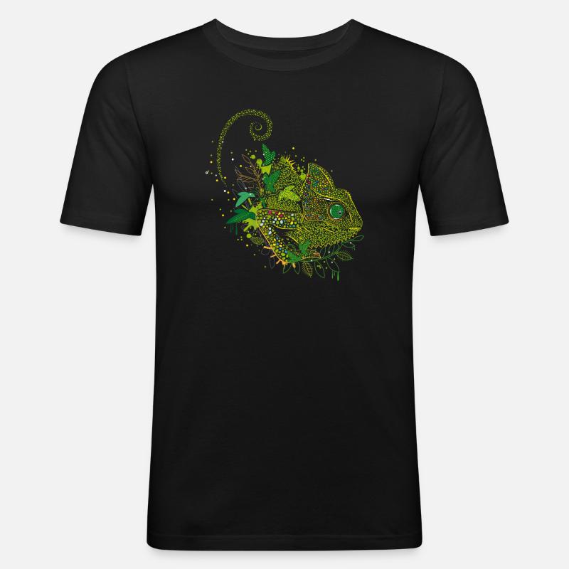 wunderschönes Chamäleon Graffiti - Männer Slim Fit T-Shirt - Schwarz