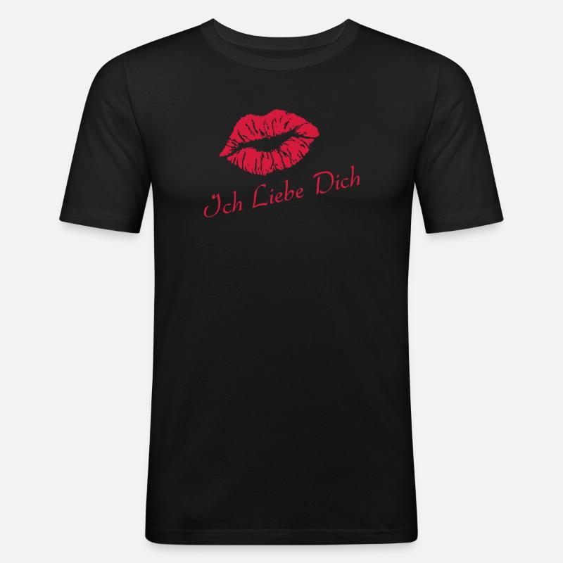 Ich Liebe Dich - Männer Slim Fit T-Shirt - Schwarz