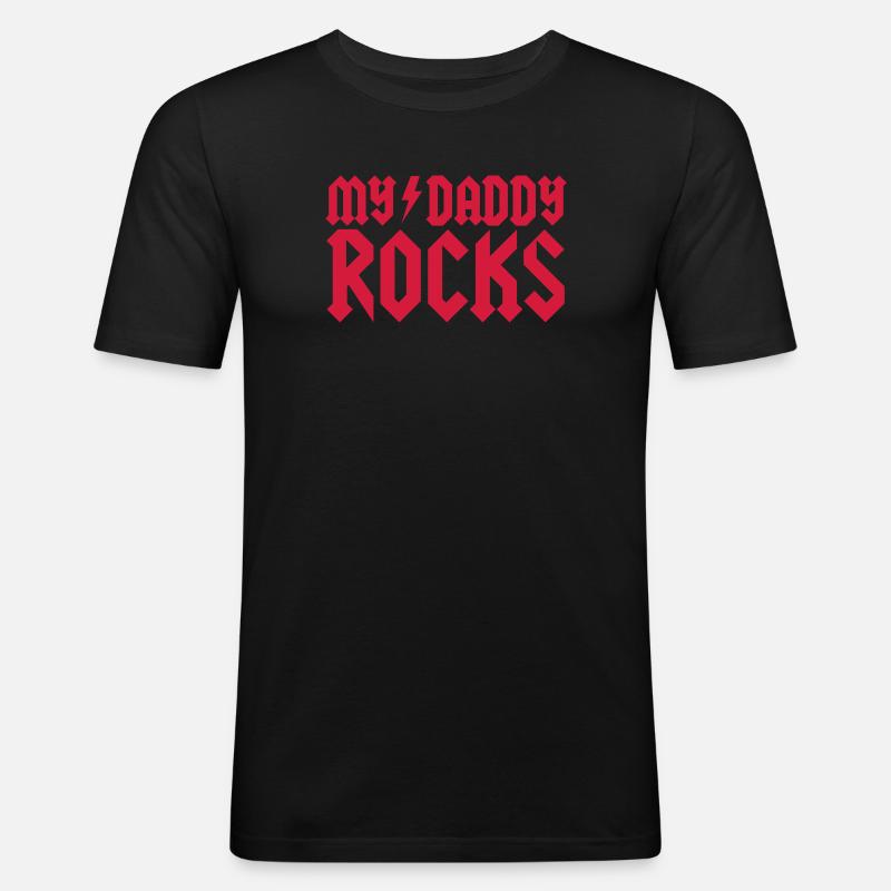 My daddy rocks - Männer Slim Fit T-Shirt - Schwarz