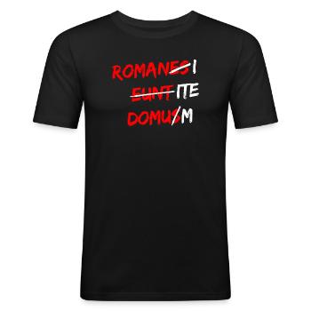 Romanes Eunt Domus Latein Spruch - Männer Slim Fit T-Shirt - Schwarz - Vorne - Nik (191cm)