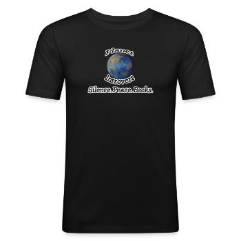 Planet Introvert Nerd, Fun, Geschenk Sprüche, Buch - Männer Slim Fit T-Shirt - Schwarz - Vorne - Nik (191cm)