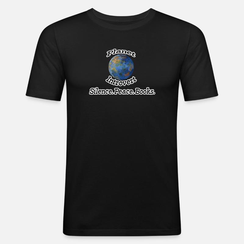 Planet Introvert Nerd, Fun, Geschenk Sprüche, Buch - Männer Slim Fit T-Shirt - Schwarz
