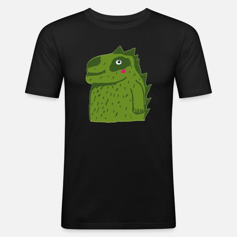 petit crocodile mignon - T-shirt près du corps Homme - noir