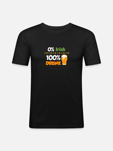 0% irlandais - bu 100%; Saint-Patrick - T-shirt près du corps Homme - noir