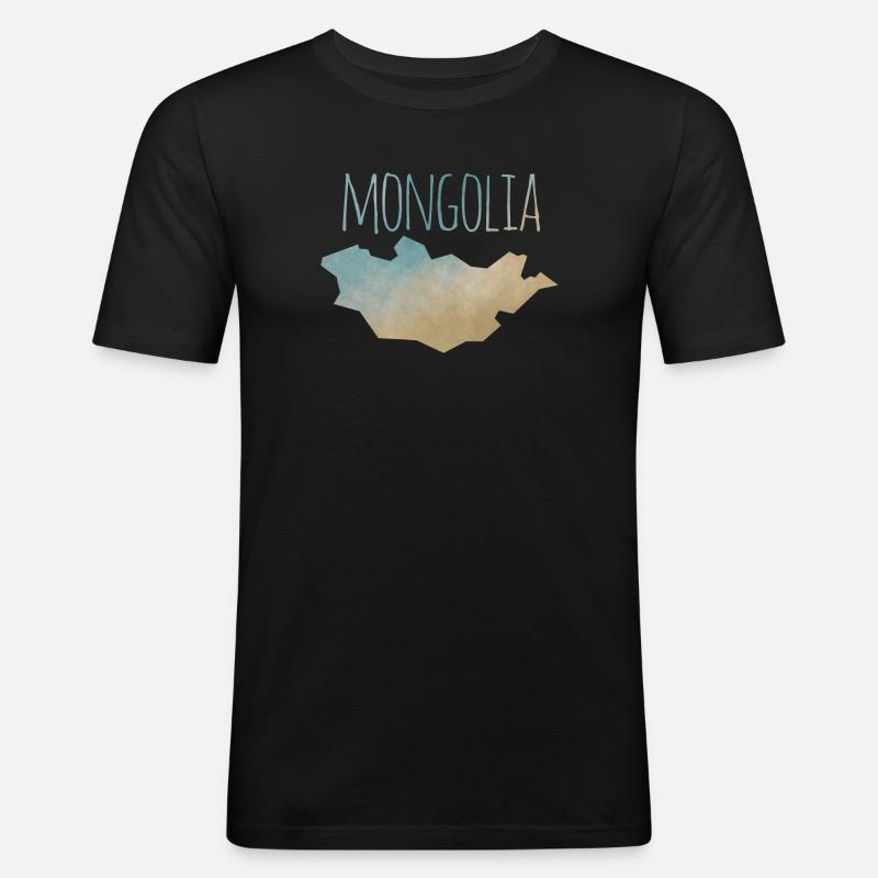 Mongolia - Männer Slim Fit T-Shirt - Schwarz