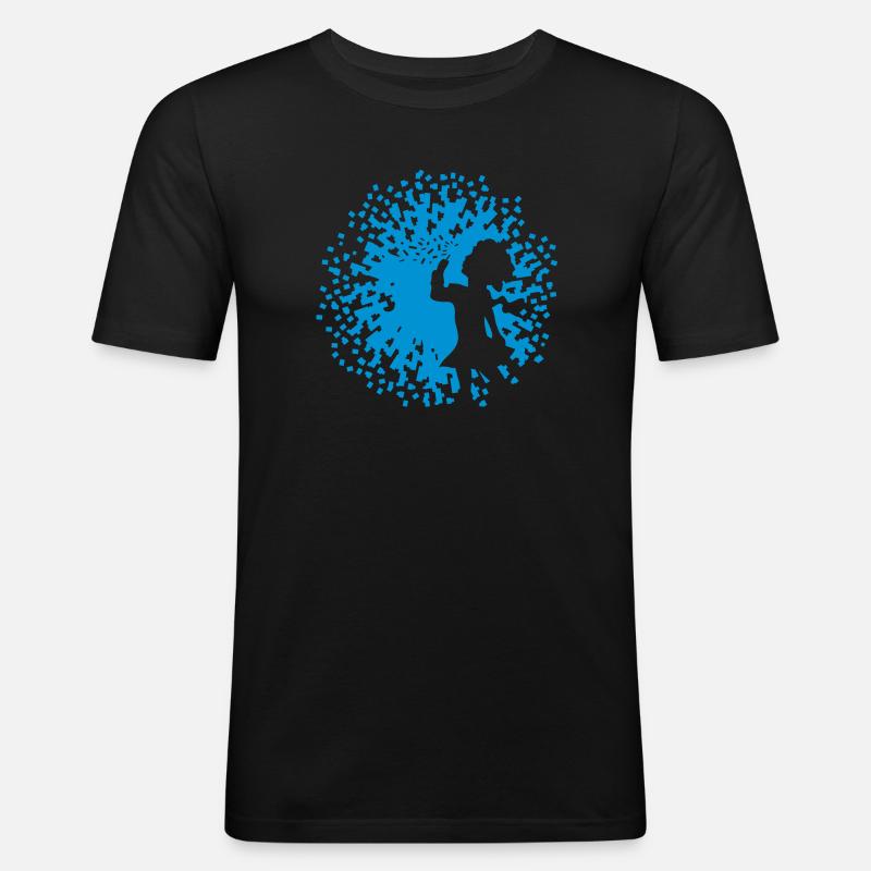 Mädchen mit Pusteblume - Männer Slim Fit T-Shirt - Schwarz