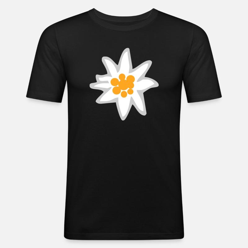 Edelweiss - Männer Slim Fit T-Shirt - Schwarz