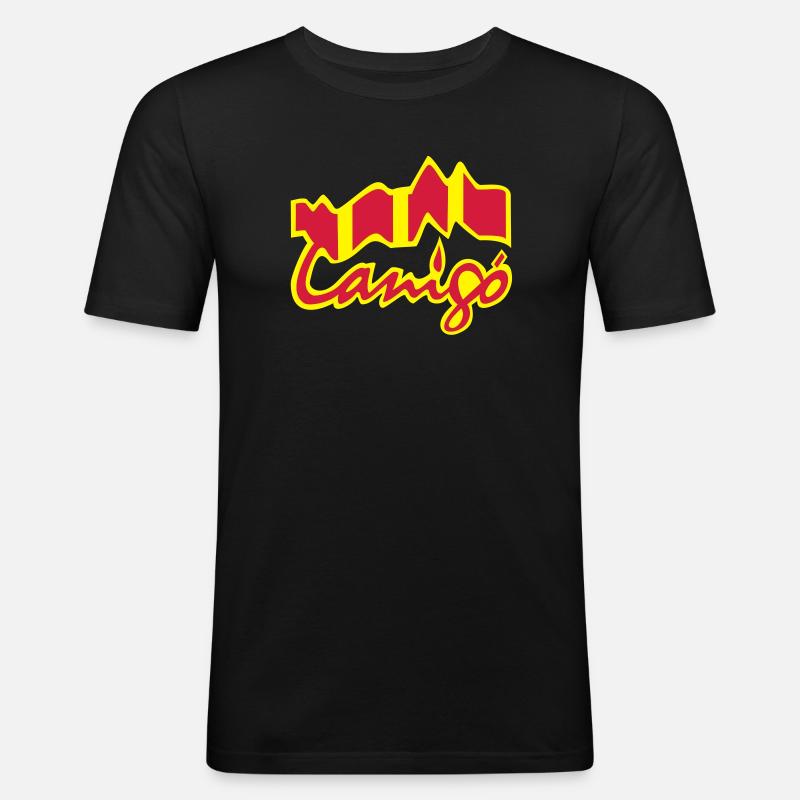 canigo canigou - Männer Slim Fit T-Shirt - Schwarz