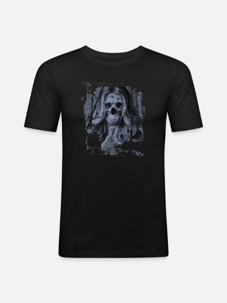 Skull fille bleu - T-shirt près du corps Homme - noir