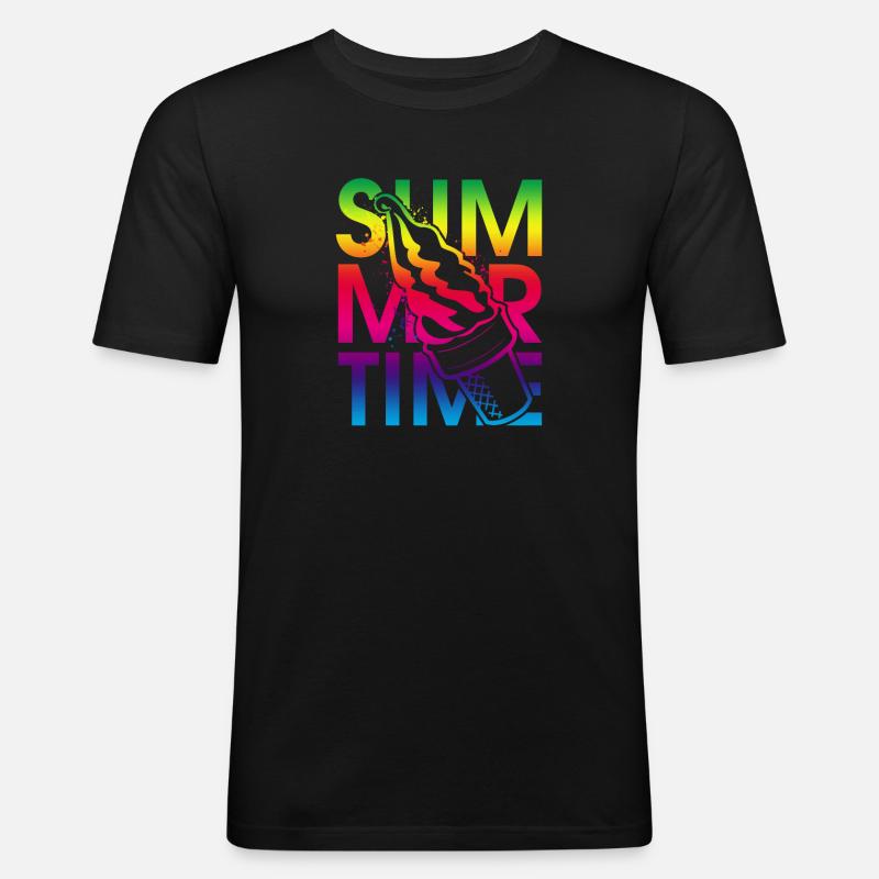Sommerzeit Eis - Männer Slim Fit T-Shirt - Schwarz