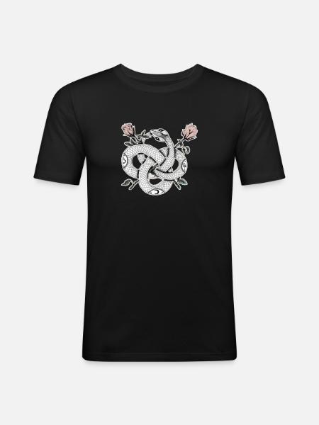 Snake design with roses - Men's Slim Fit T-Shirt - black