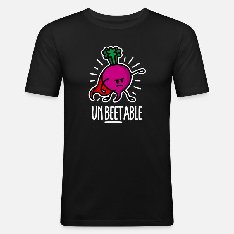 Beetroot betterave / imbattable sur dark - T-shirt près du corps Homme - noir