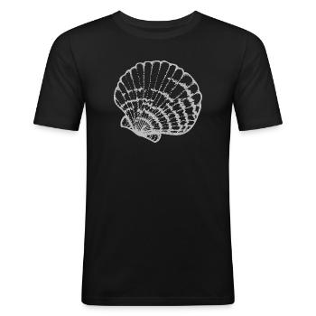 Muschelschale Linienstudie - Männer Slim Fit T-Shirt - Schwarz - Vorne - Nik (191cm)