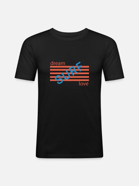Dream Love Retro Stripes - Men's Slim Fit T-Shirt - black