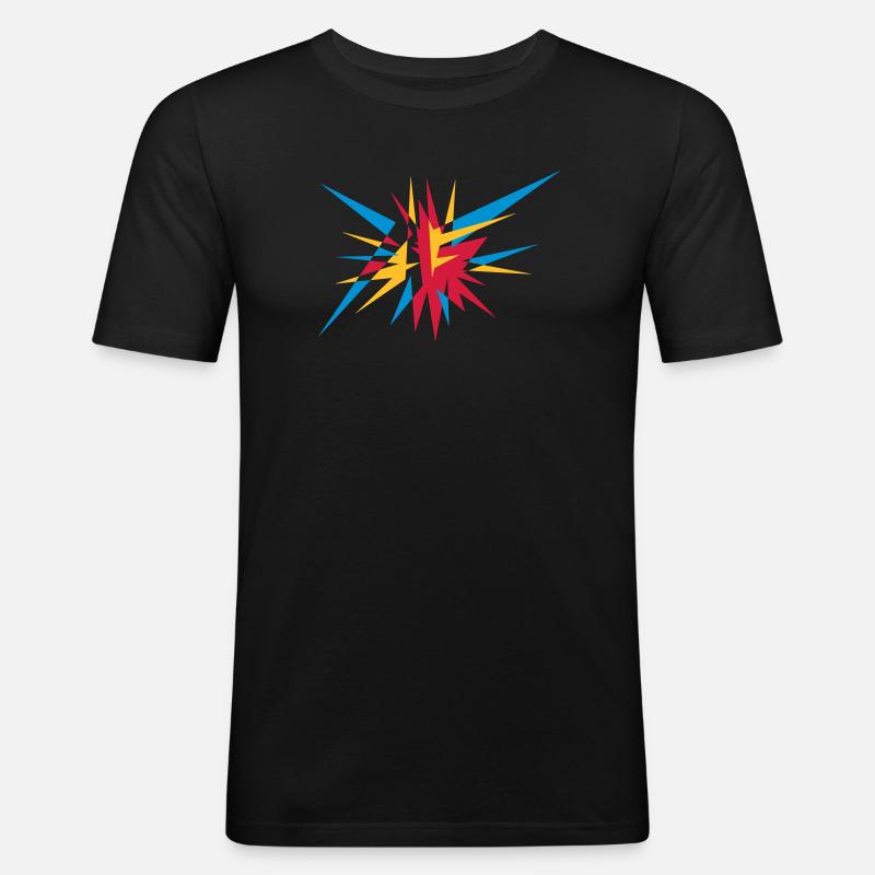 Explosion und Strahlen - Männer Slim Fit T-Shirt - Schwarz