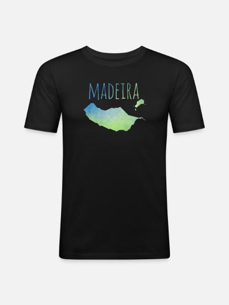 Madeira - Männer Slim Fit T-Shirt - Schwarz
