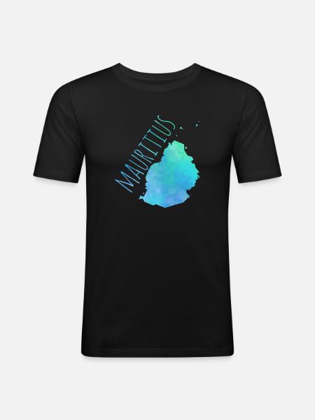 Mauritius - Männer Slim Fit T-Shirt - Schwarz