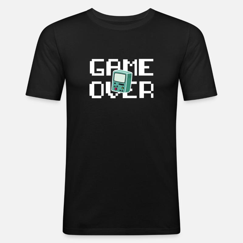 Game Over Retrogaming - Männer Slim Fit T-Shirt - Schwarz