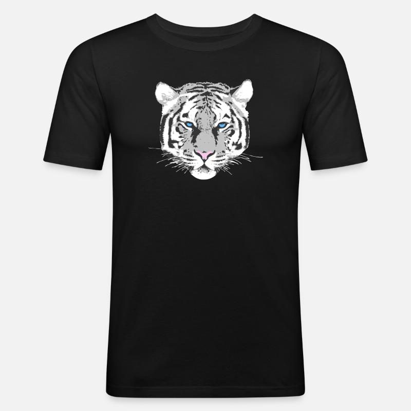 weißer Tiger - Männer Slim Fit T-Shirt - Schwarz