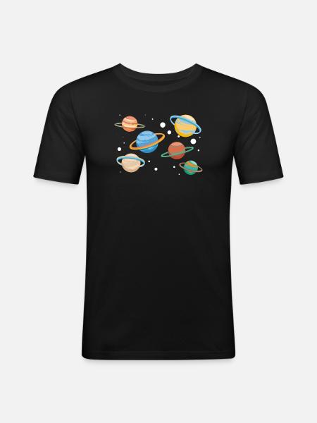 Saturn Planeten - Männer Slim Fit T-Shirt - Schwarz
