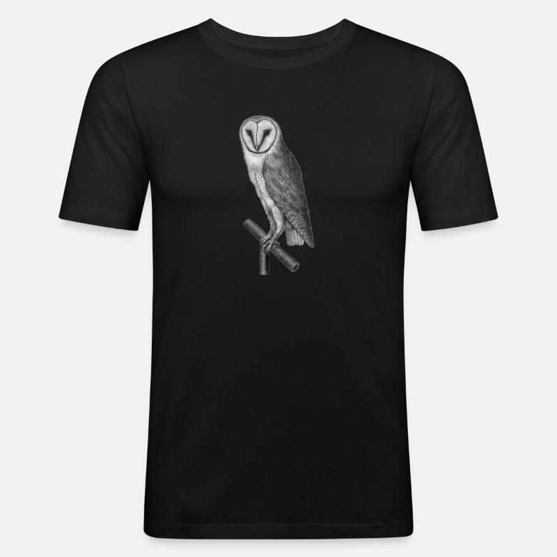 Eule - Männer Slim Fit T-Shirt - Schwarz