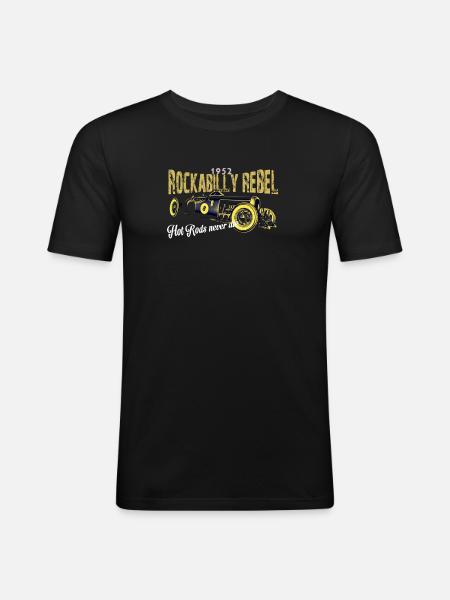Rockabilly Rebel Design - Men's Slim Fit T-Shirt - black