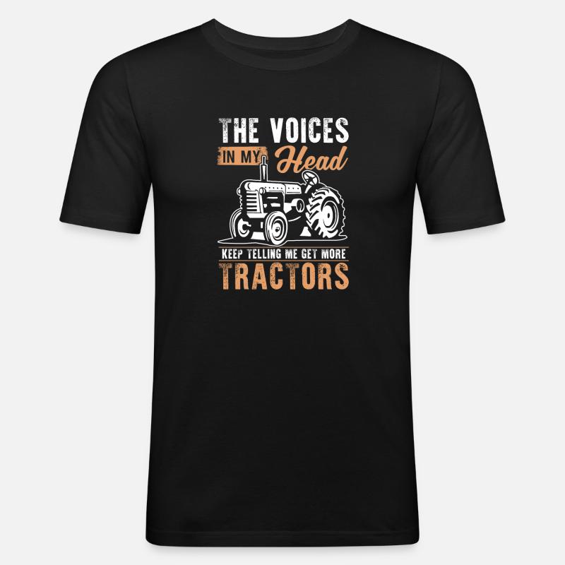 Traktor Sprüche mit Humormotiv - Männer Slim Fit T-Shirt - Schwarz