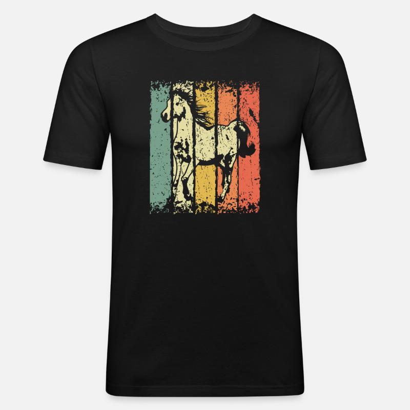 Pferd - Männer Slim Fit T-Shirt - Schwarz