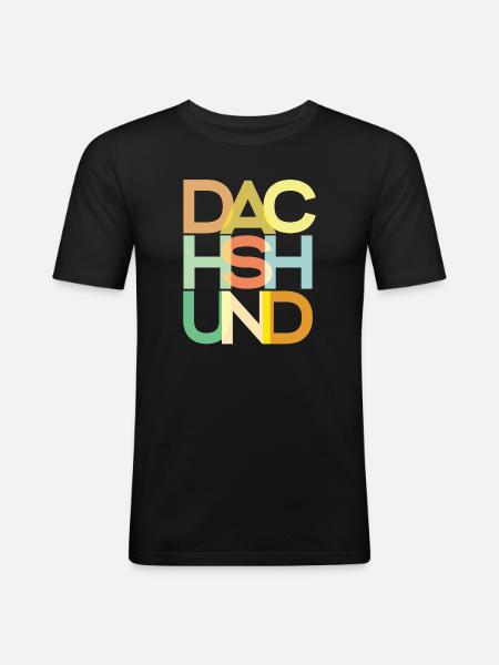 Dackelhund Hund Bunt - Männer Slim Fit T-Shirt - Schwarz