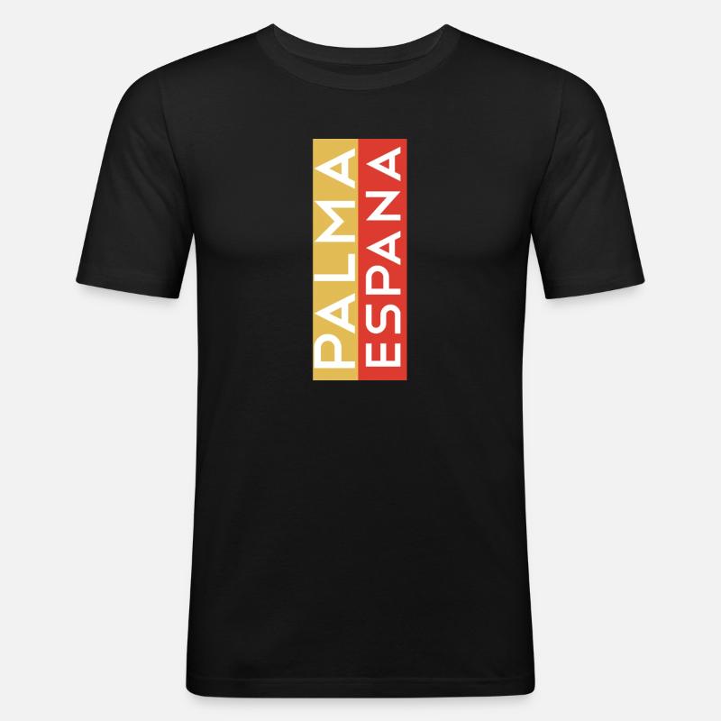 Palma Espana Souvenir T-Shirt Pullover - Männer Slim Fit T-Shirt - Schwarz
