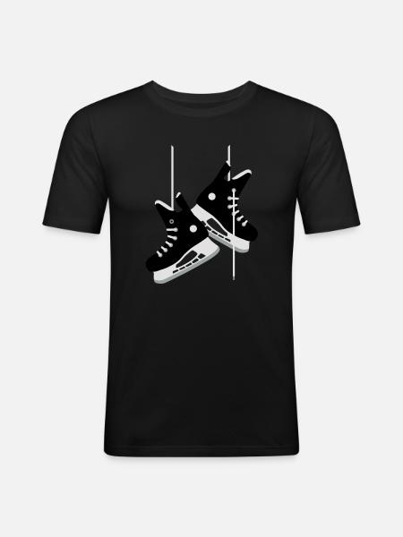 Eishockey-Schlittschuhe - Männer Slim Fit T-Shirt - Schwarz