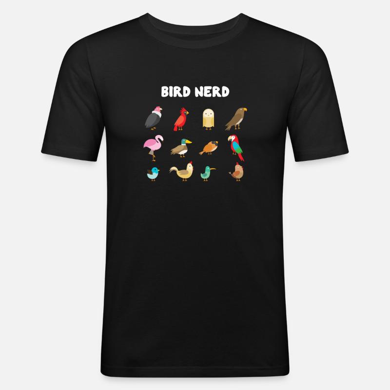 Vogel-Nerd - Männer Slim Fit T-Shirt - Schwarz