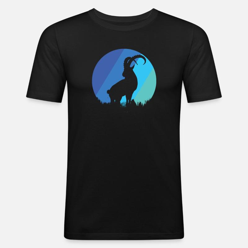 Steinbock - Männer Slim Fit T-Shirt - Schwarz