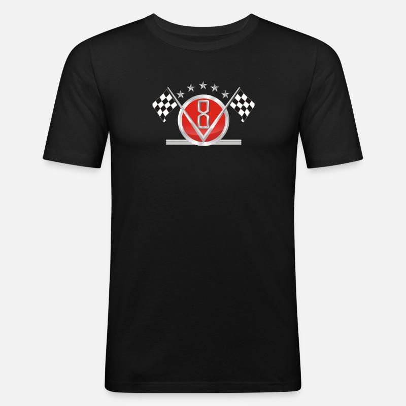 V8 - Männer Slim Fit T-Shirt - Schwarz