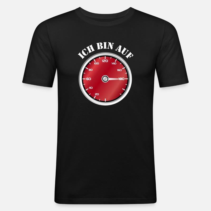 Roter Tacho Ich bin auf Geschwindigkeit - Männer Slim Fit T-Shirt - Schwarz