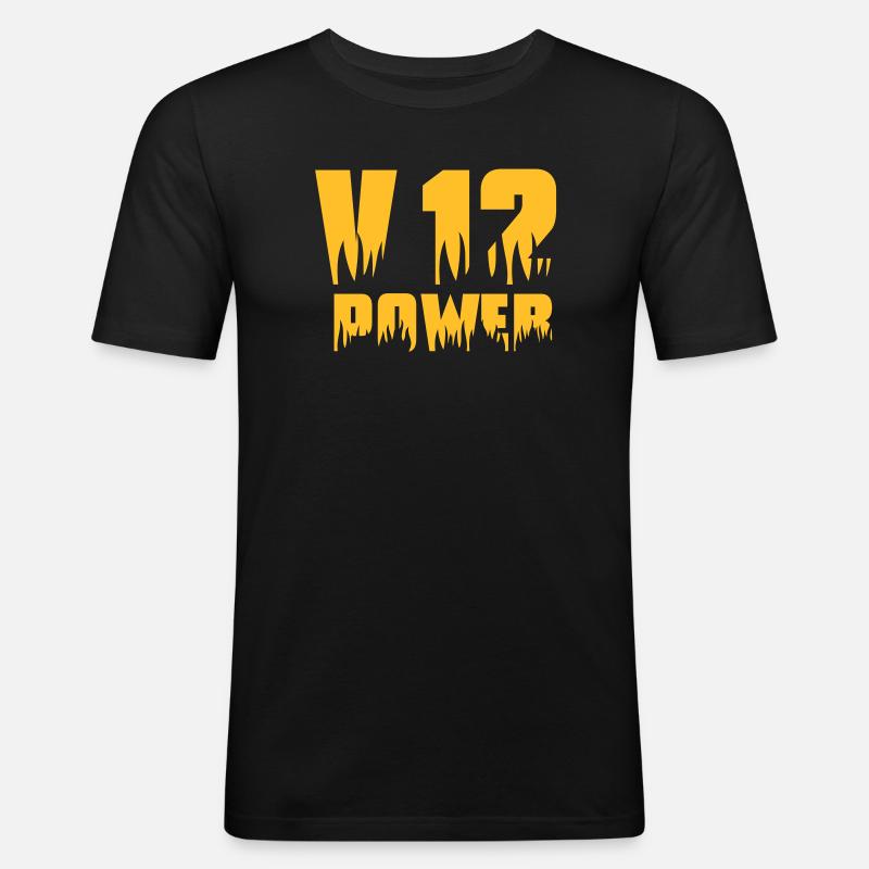 V12 POWER - Männer Slim Fit T-Shirt - Schwarz