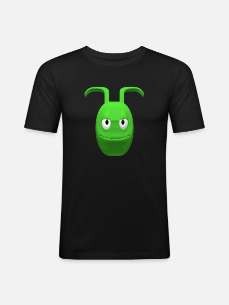Cheerful green alien with antennas - Men's Slim Fit T-Shirt - black