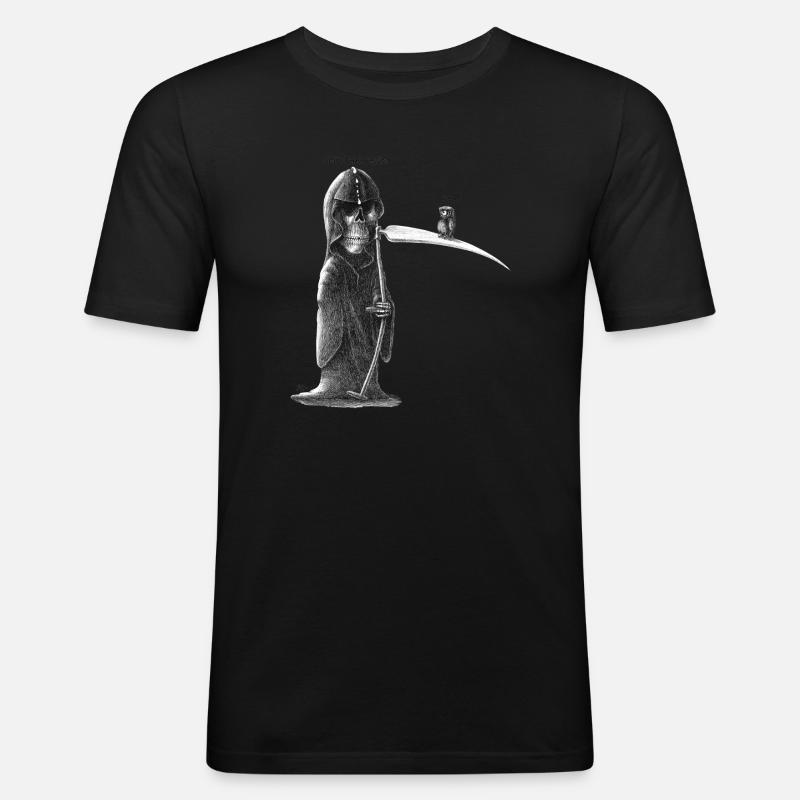 shit happens - Männer Slim Fit T-Shirt - Schwarz