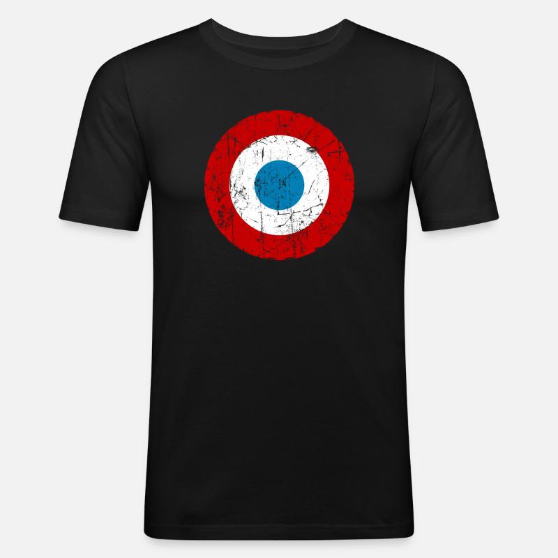 Frankreich Luftfahrt-Kokarde - Männer Slim Fit T-Shirt - Schwarz