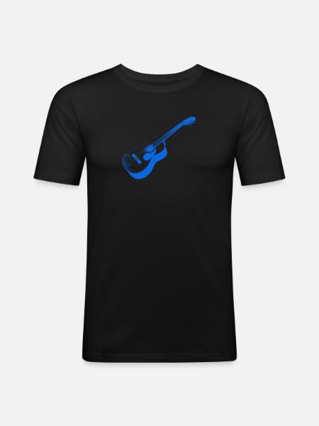 Artful Acoustic Guitar Print - Men's Slim Fit T-Shirt - black