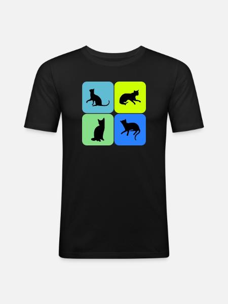 chat chat chat, cadeau - T-shirt près du corps Homme - noir